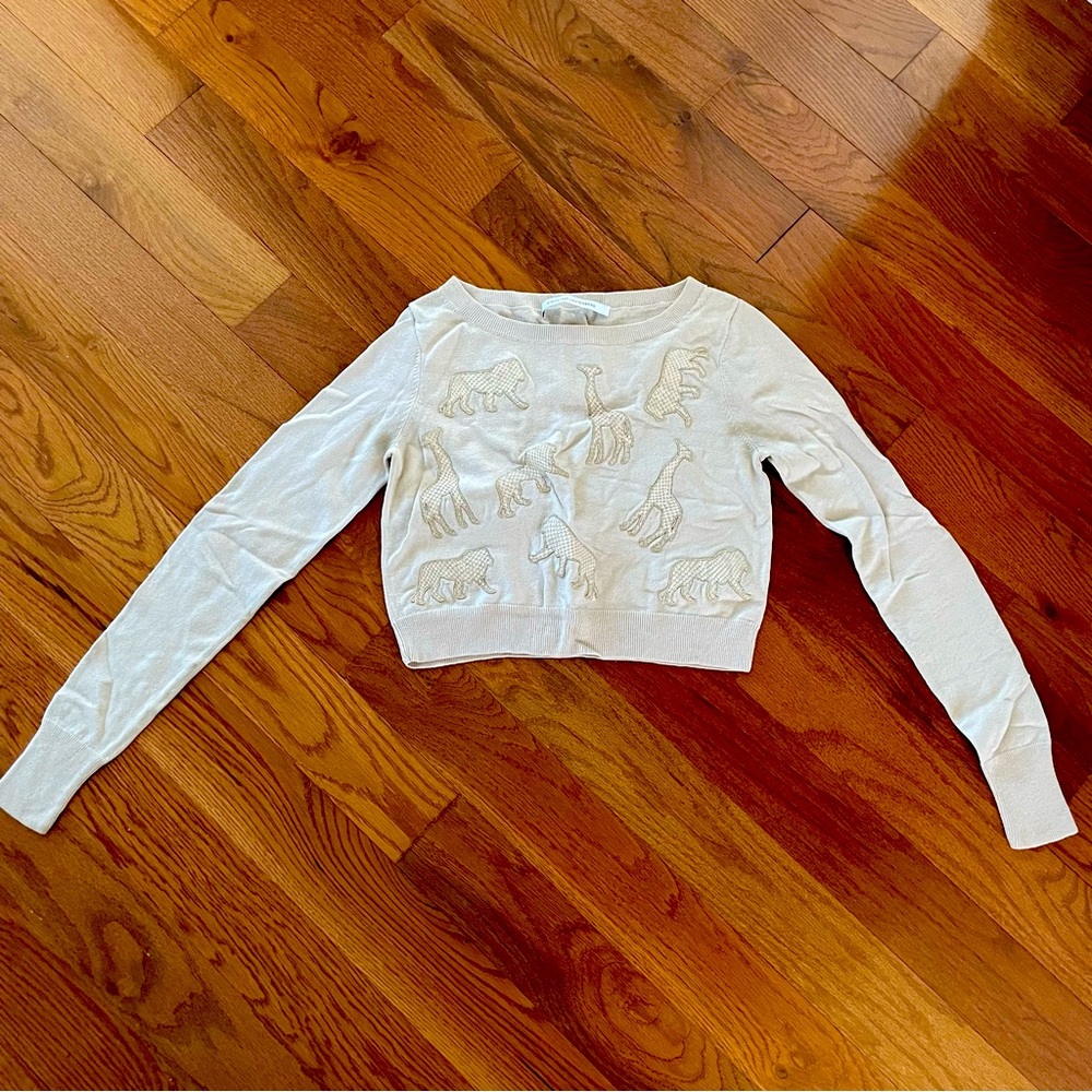 Diane von Furstenberg ivory / cream elephant crop sweater